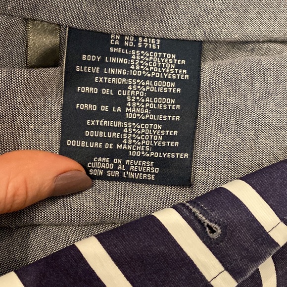 Women’s Tommy Hilfigure Navy and White Striped Belted Trench Rain Coat - Picture 8 of 8